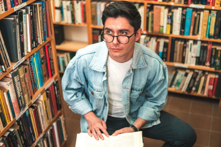 Man sitting in library