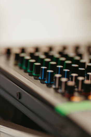 Close-up of audio equipment
