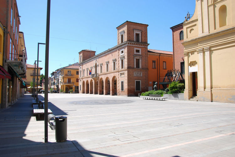 The town hall, in the main square of castel bolognese, ravenna, emilia romagna, italy.