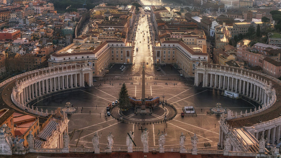 High angle view of st peter square in morning