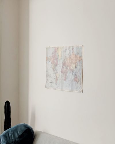 World map on wall at home