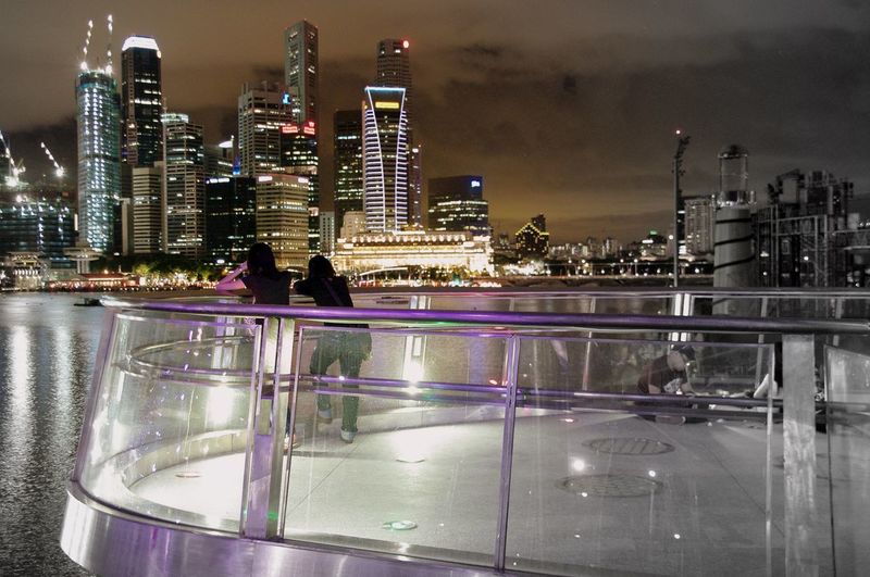Singapore skyline illuminated at night