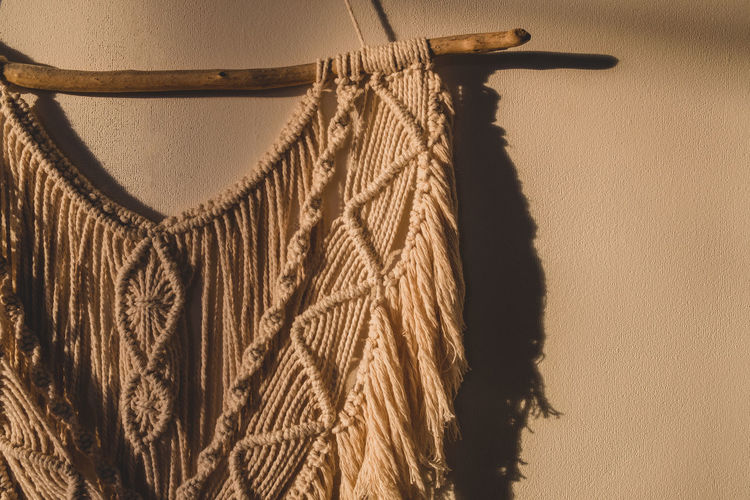 Close-up of rope against wall