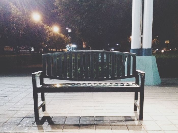 Empty chairs at night