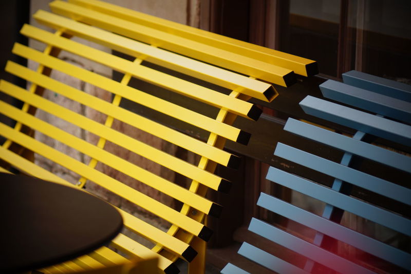 High angle view of yellow blinds