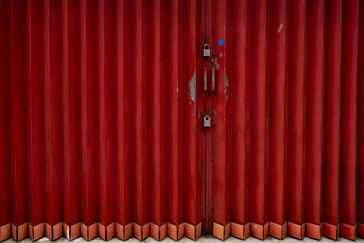 Full frame shot of closed red door