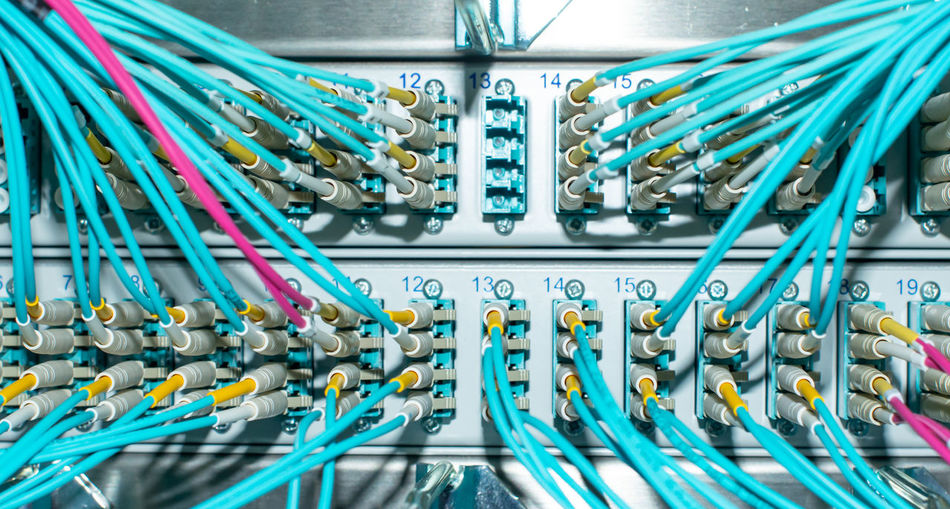 Network switch and network cable fiber optic fiber in a data center