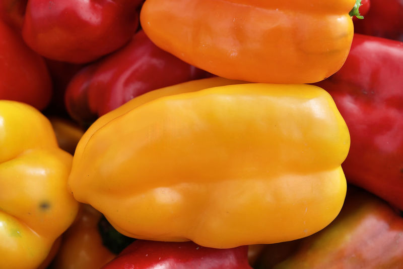 Full frame shot of yellow bell peppers