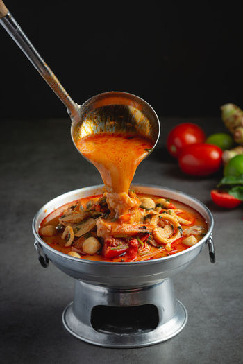 Close-up of food in bowl on table
