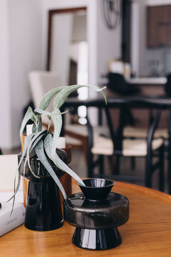 Close-up of gavel on table