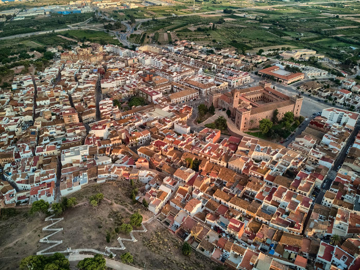 High angle shot of townscape