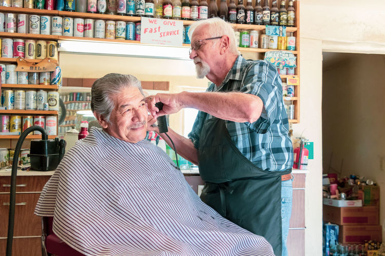 Men at hair salon