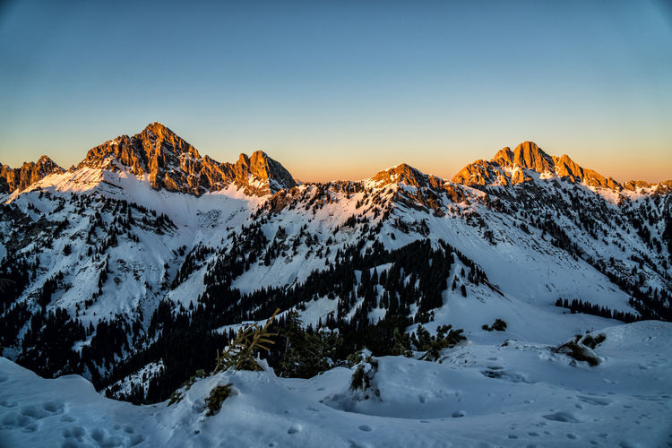 Alpenglow in winter