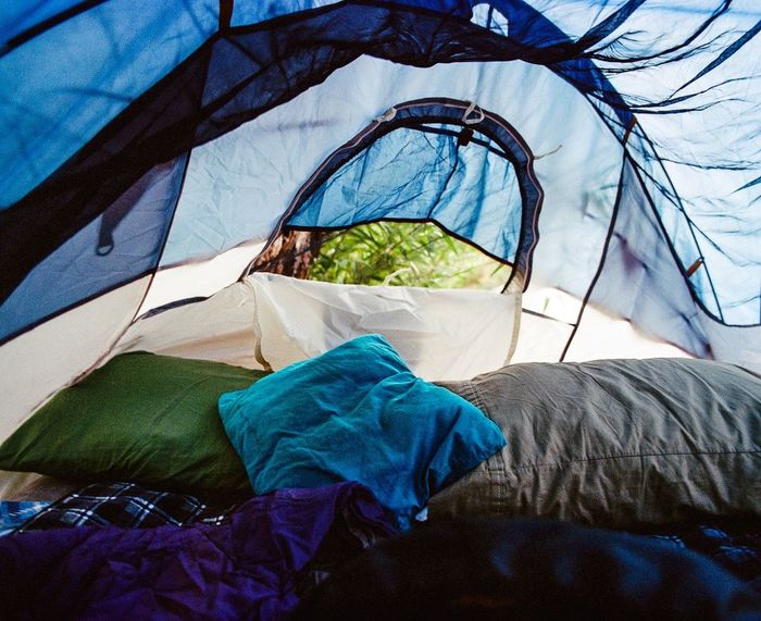 Inside in tent