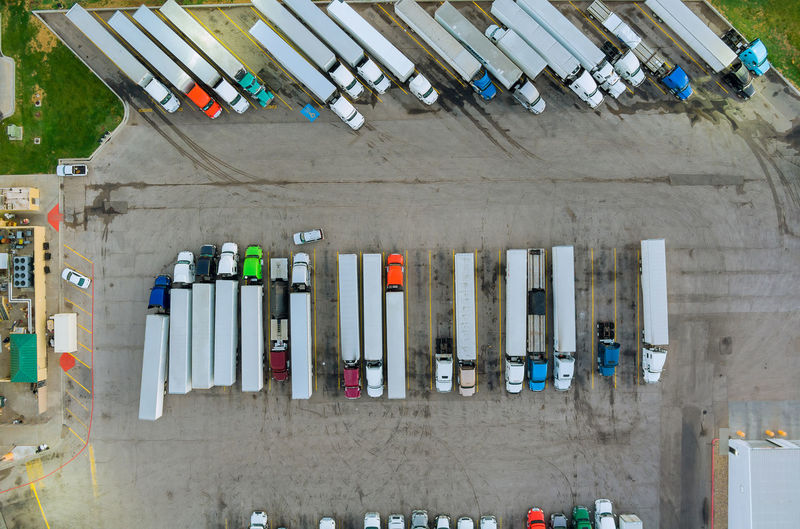 High angle view of multi colored building