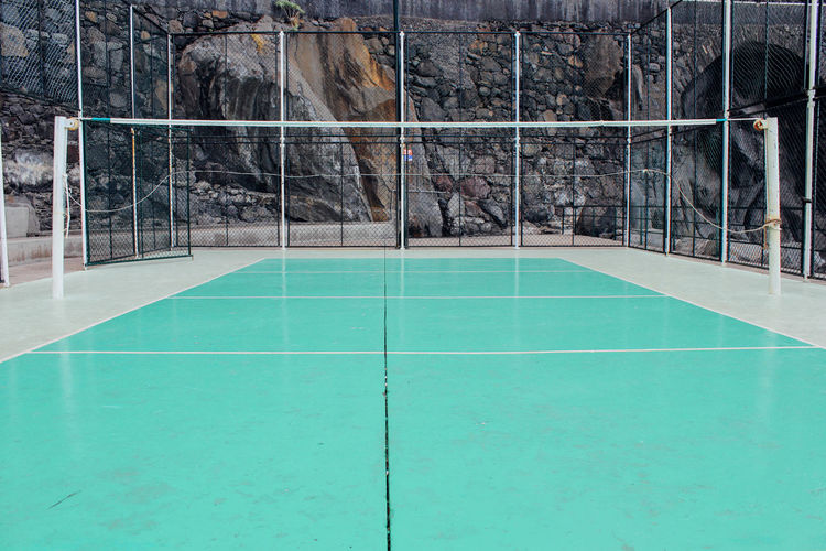 High angle view of empty badminton court