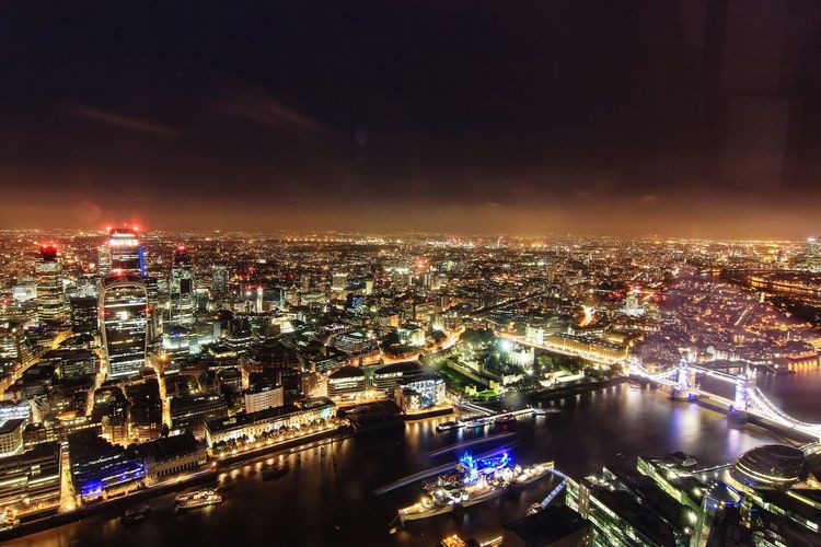 Illuminated cityscape at night