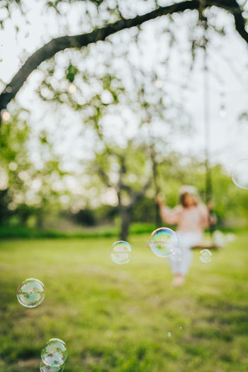 View of bubbles in park