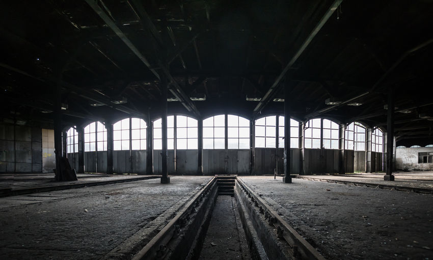 Railroad track at abandoned shed