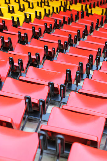 Empty chairs in row