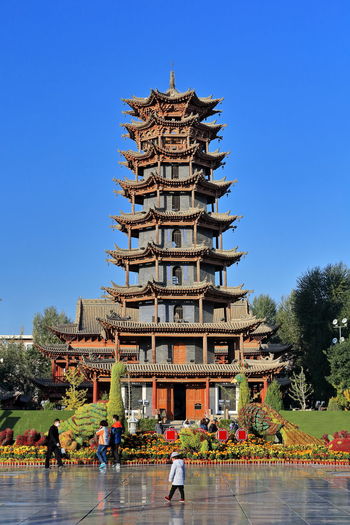 1215 the 9 storey-32'8 ms.high-octagonal wooden pagoda or muta temple. .zhangye main square-china.