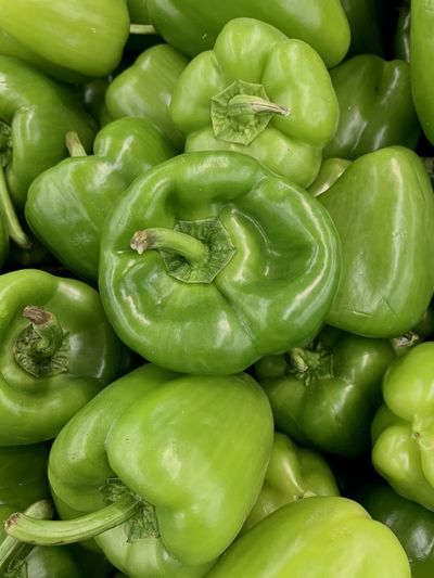 Full frame shot of bell peppers for sale in market
