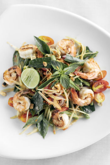 High angle view of salad in plate