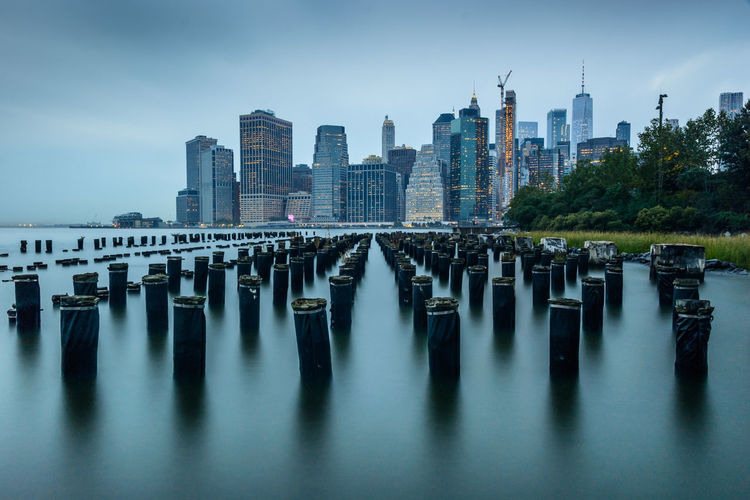 Manhattan nyc from brooklyn bridge park docks