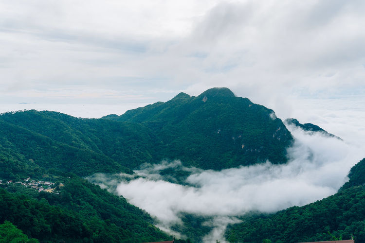 Scenic view of mountains against sky