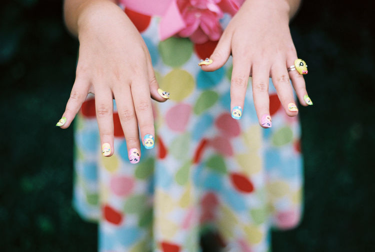 Fingernails Fingernails Polish Girl Hands Multicolors Nail Polish Polkadots Fresh On Market 2017