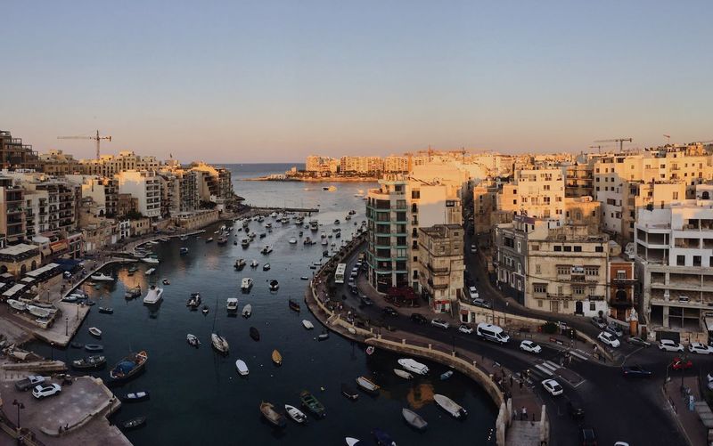 High angle view of malta cityscape