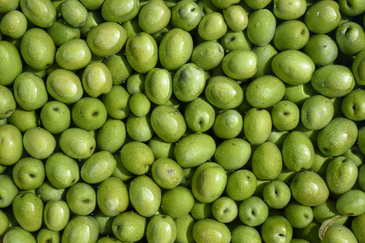 Full frame shot of olives in water