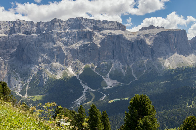 View of the dolomites near selva, south tyrol, italy