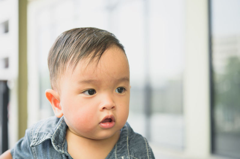 Close-up portrait of cute boy