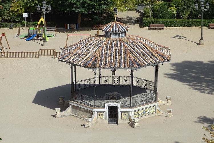 High angle view of amusement park at beach