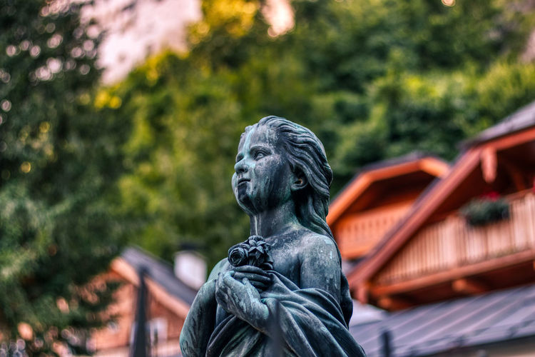 Salzburg, austria - september 15, 2020 - petersfriedhof salzburg cemetery statue