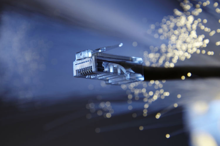 Close-up of fibre optic cable