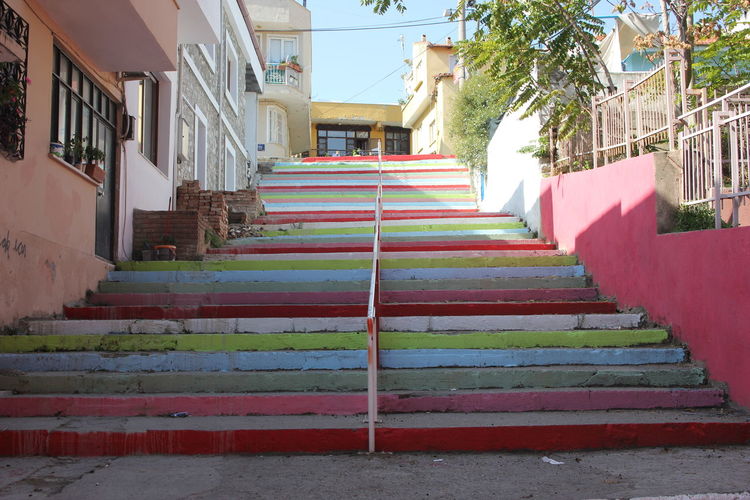 Low angle view of steps leading towards building
