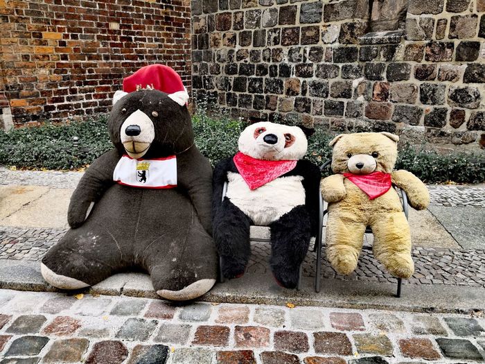 View of stuffed toy against wall