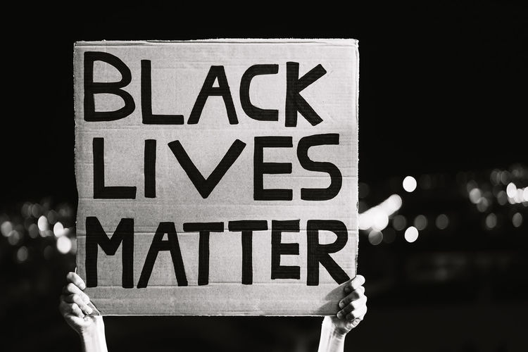 Black lives matter banner - activist movement protesting against racism and fighting for equality
