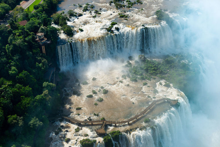 Aerial view of iguazu falls in the border of argentina and brazil