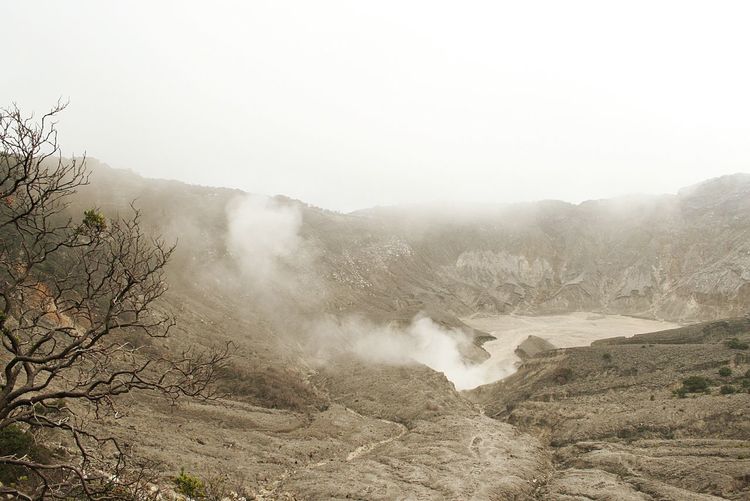 Barren landscape against clear sky