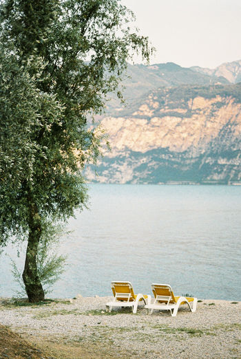 Scenic view of lago di garda in italy. shot on 35mm kodak portra 800 film.