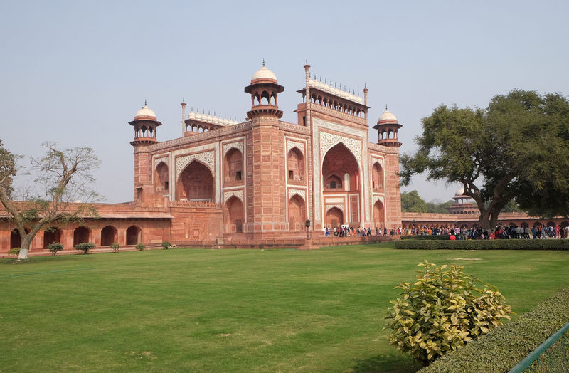 Gate to the taj mahal, crown of palaces in agra, uttar pradesh, india