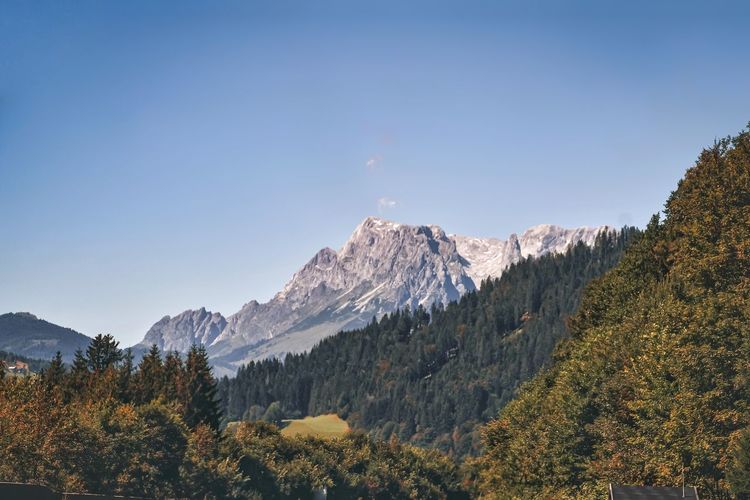 Scenic view of mountains against clear sky