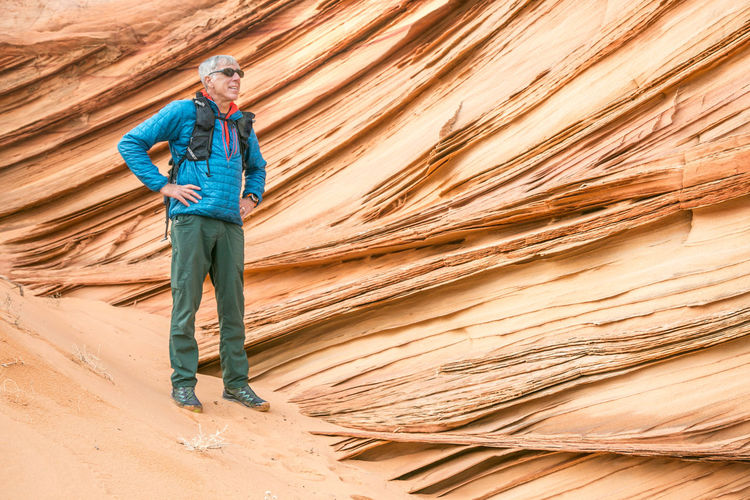 Man and lace rock at south coyote buttes, vermilion cliffs