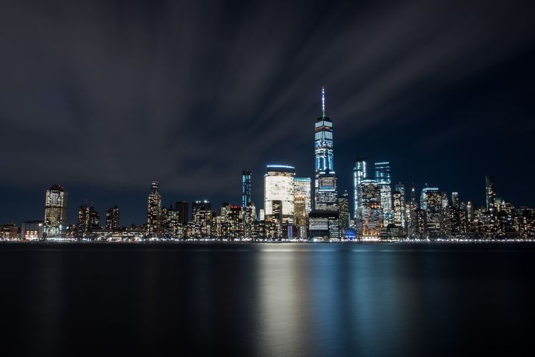 Illuminated city at night