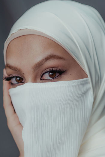 Close-up of woman wearing mask