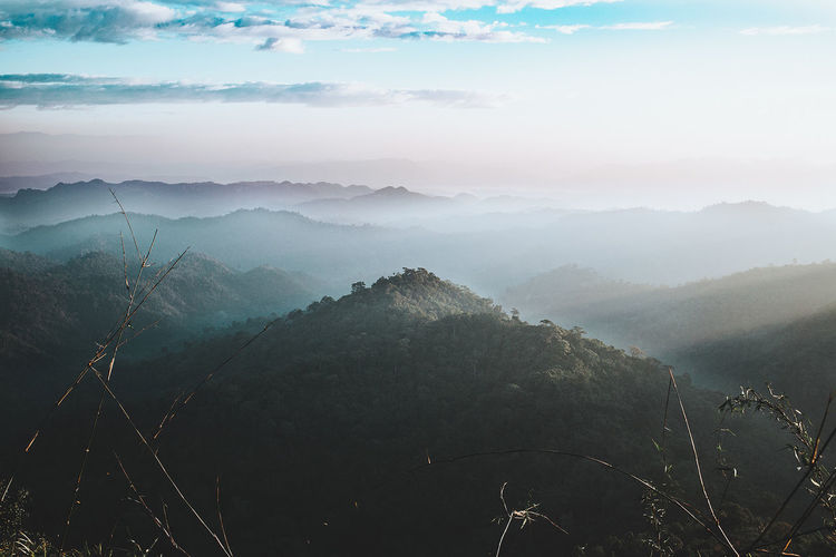Scenic view of mountains against sky