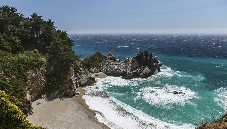 Scenic view of sea against clear sky